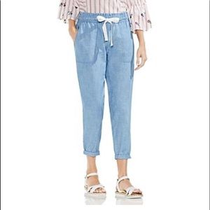 Vince Camuto Blue Denim Chambray Drawstring Pants